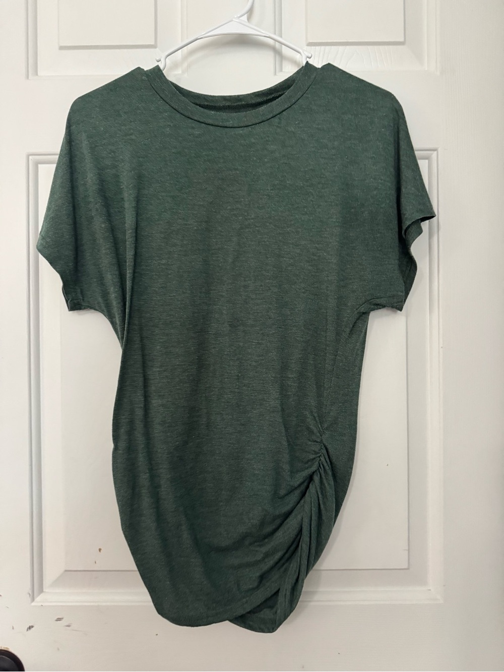 Everyday Twisted Hem Short Sleeve Top - Dark Green